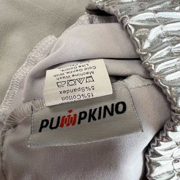 Women's Small Silver Rave Shorts Stretch Waist Festival Ready Puipkino - Picture 6 of 8